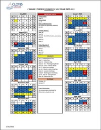 Clovis Unified Student Calendar 2022-2023